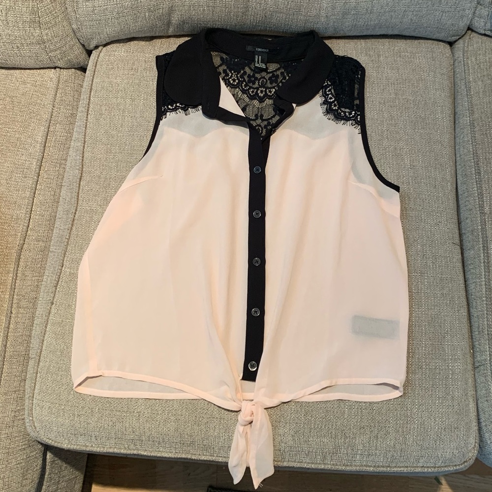 Pink & Black Laced Top